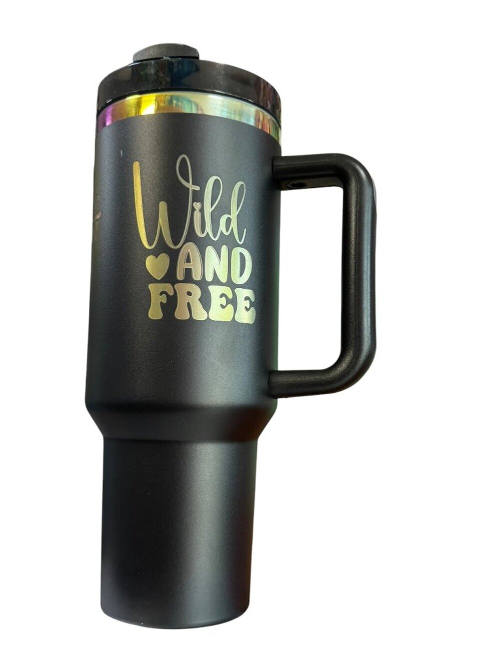 40oz Stainless Steel Tumbler with Handle, Motivational Quote Design, Black,